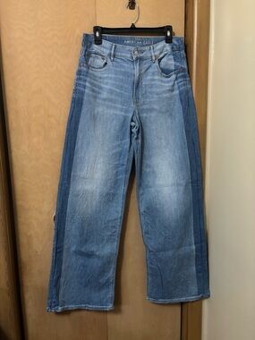 American Eagle Outfitters Two-Tone Blue Wide Leg Jeans